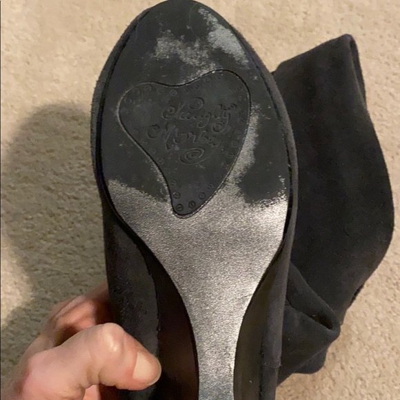 Grey Suede Wedge Boots, Size 8 - Picture 3 of 4